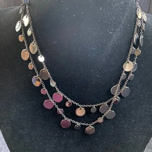 Lia Sophia Retired Panorama Mirror Tassel Wrap Necklace in Gunmetal Grey Long - Picture 4 of 7